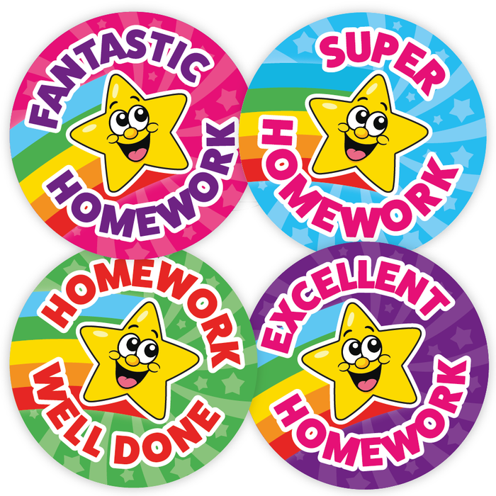 144 Homework Superstar Rainbow Reward Stickers for School Teachers 30mm