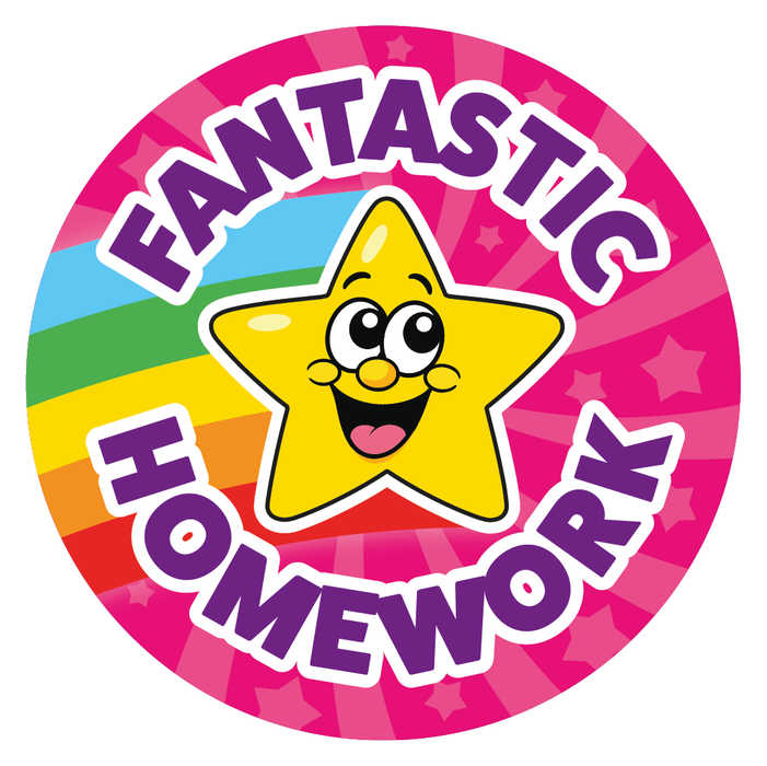 144 Homework Superstar Rainbow Reward Stickers for School Teachers 30mm