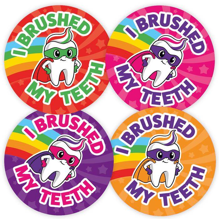48 Super Teeth Brushing Reward Stickers