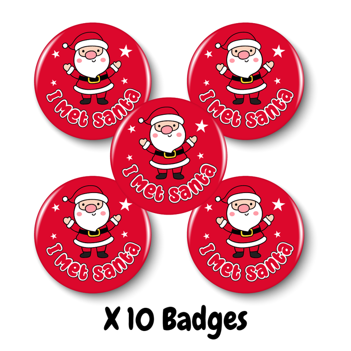 'I Met Santa' 38mm Pin Badges (x10)