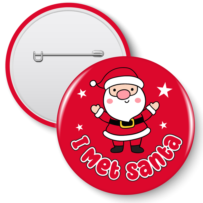 'I Met Santa' 38mm Pin Badges (x10)