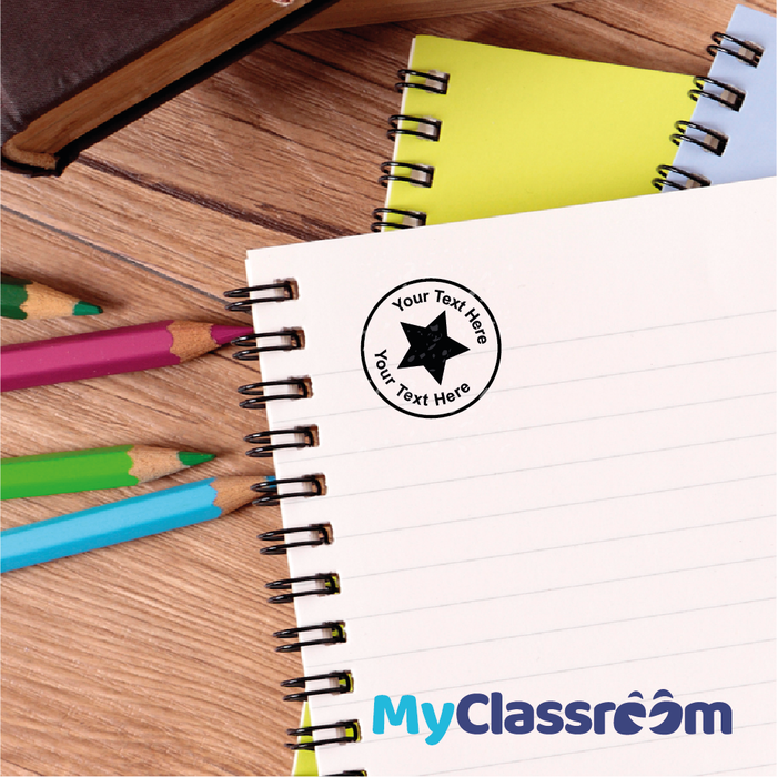 Personalised Solid Star Self Inking Rubber Stamp 30mm