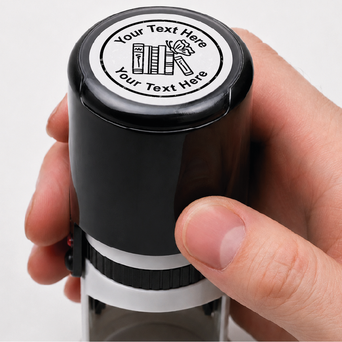Personalised From the Library of Self Inking Rubber Stamp 30mm