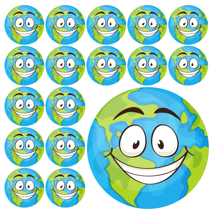 Mini Happy Earth Reward Stickers (10mm)