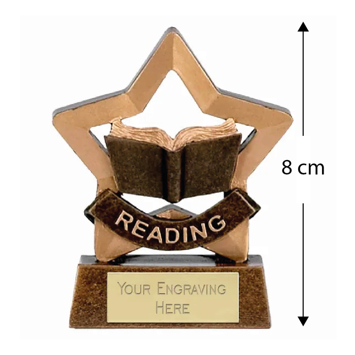 Mini Star Reading Award Trophy 8cm