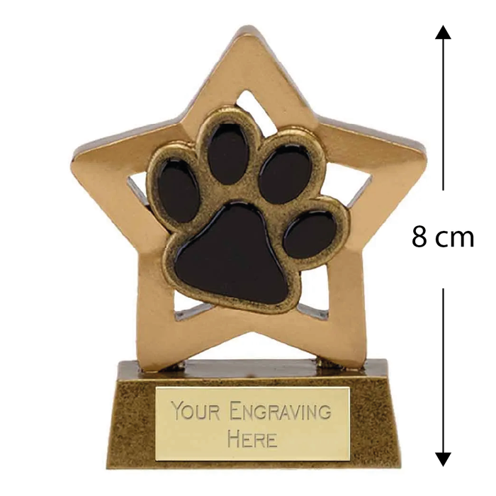 Mini Stars Dog/Cat Paw Award Trophy 8cm