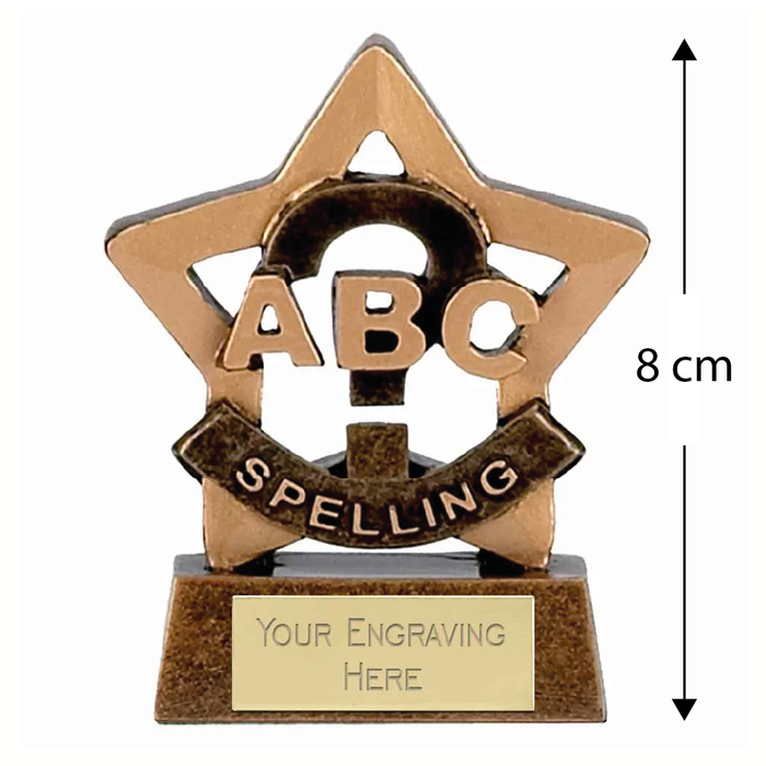 Mini Star Spelling Award Trophy 8cm