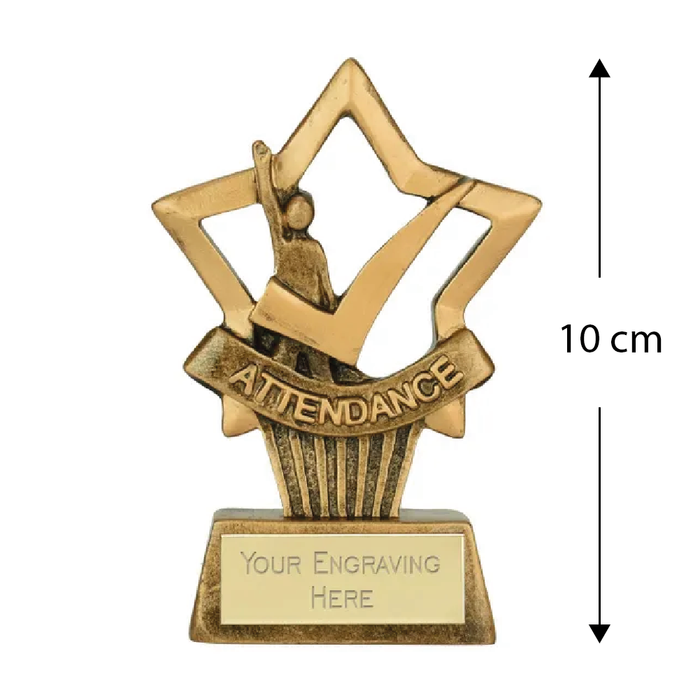 Mini Star Plus Attendance Award Trophy 10cm