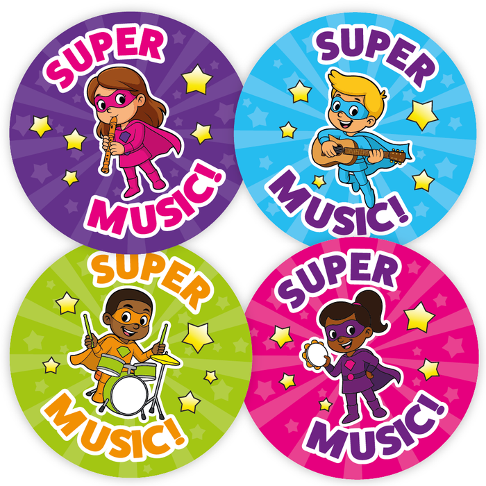 Superhero Music Reward Stickers