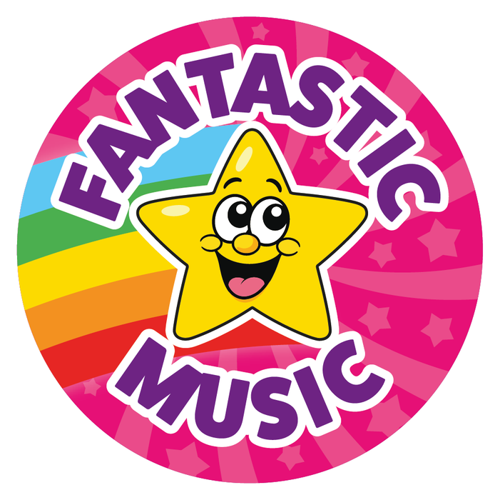 144 Music Superstar Rainbow Reward Stickers for Music Teachers and Tutors 30mm