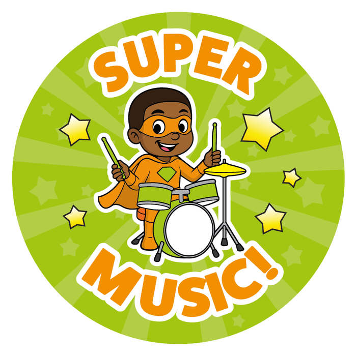 Superhero Music Reward Stickers