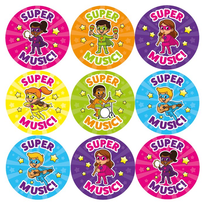 Superhero Music Reward Stickers