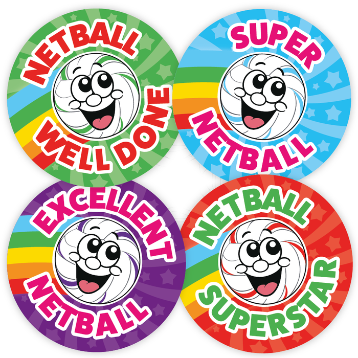 48 Smiling Netball Reward Stickers
