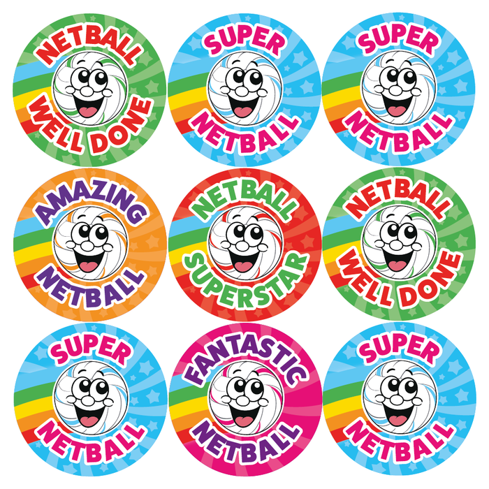 48 Smiling Netball Reward Stickers