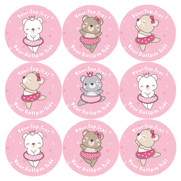 Personalised Cute Ballet Animals Reward Stickers