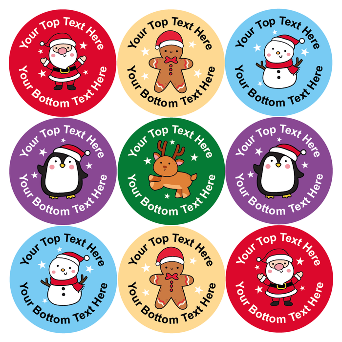 Personalised Cute Christmas Characters Reward Stickers
