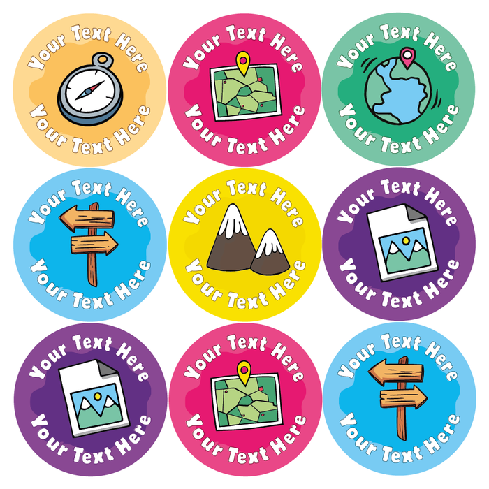 Personalised Geography Well Done Reward Stickers