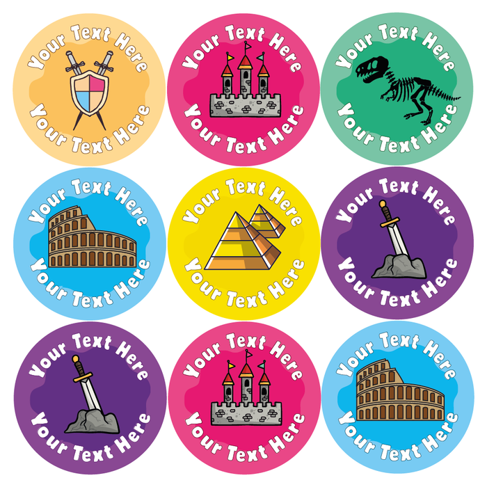 Personalised History Well Done Reward Stickers