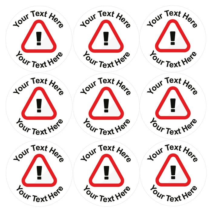 Personalised Red Triangle Warning Sign Stickers