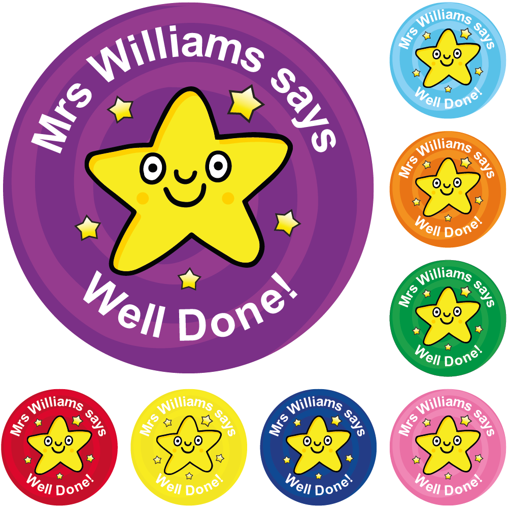 Well Done Fall Sticker Personalised Well Done Star Reward Stickers — MyClassroom