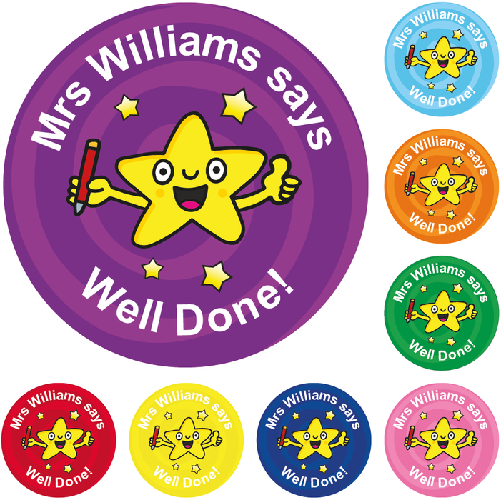 Personalised Well Done Star Reward Stickers