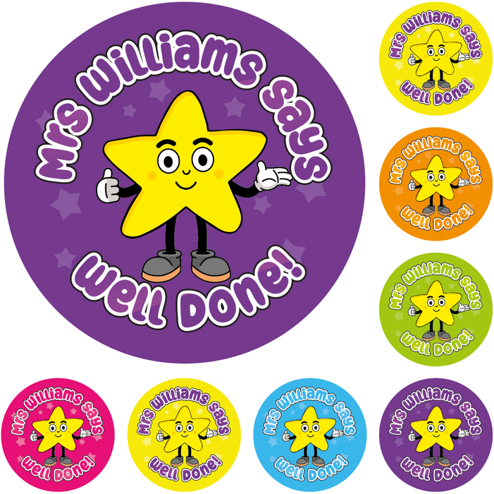 Personalised Well Done Superstar Reward Stickers