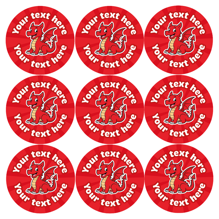 144 Personalised Welsh Dragon Reward Stickers