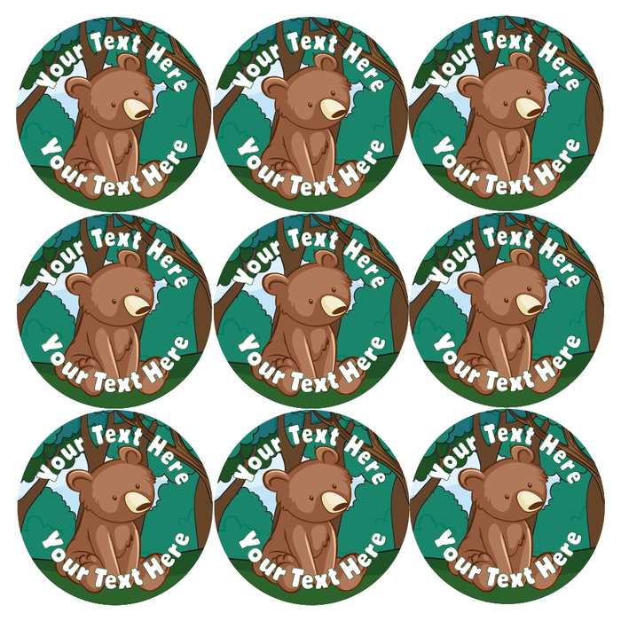 Personalised Cute Woodland Bear Reward Stickers