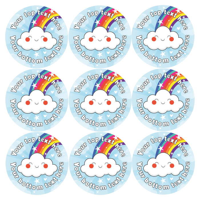 Personalised Rainbow Cloud Well Done Reward Stickers