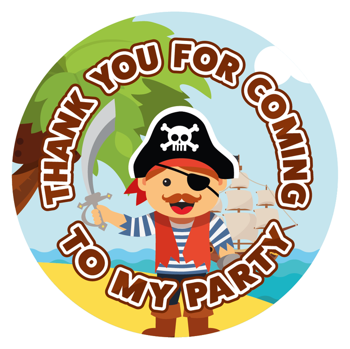 Pirate Thank You for Coming to My Party Stickers