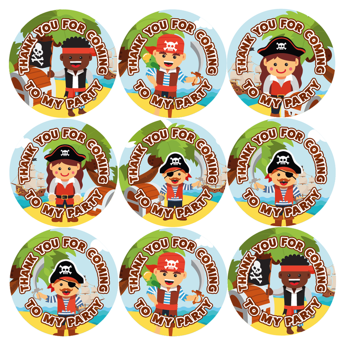 Pirate Thank You for Coming to My Party Stickers