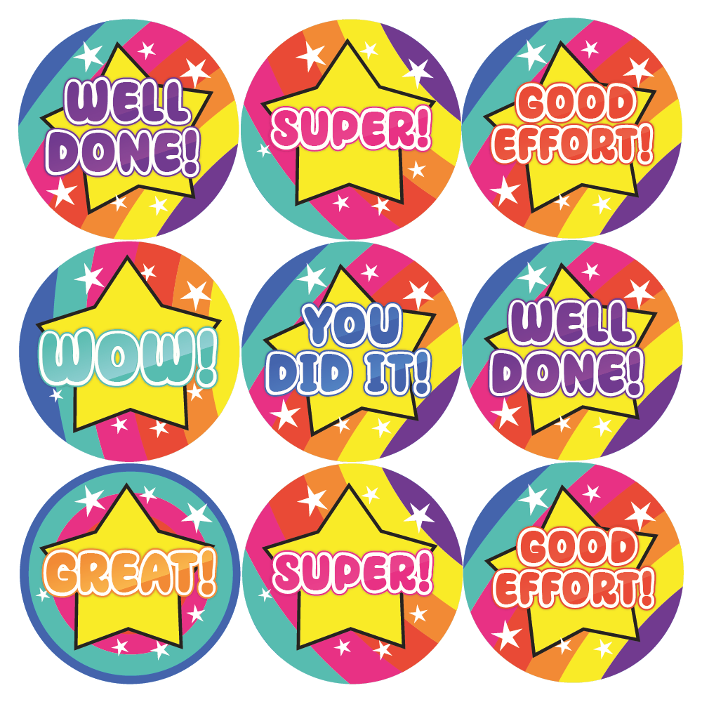 Rainbow and Stars Praise Words Reward Stickers — MyClassroom