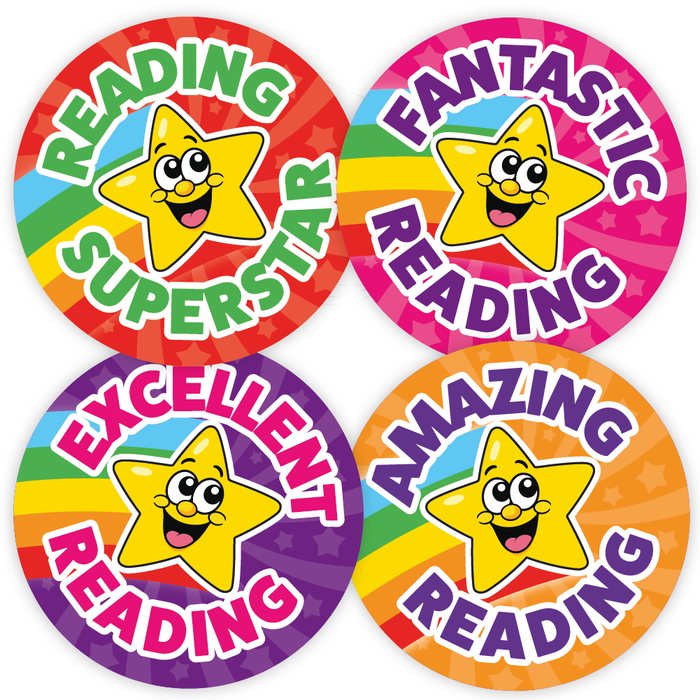 144 Reading Superstar Rainbow Reward Stickers for School Teachers and Parents 30mm