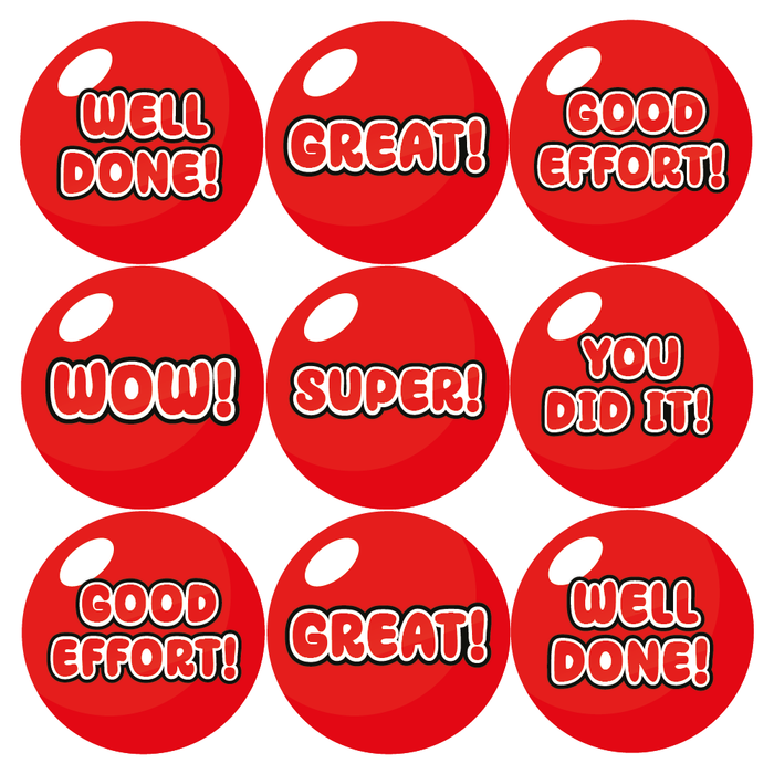 Red Clown Nose Praise Words Reward Stickers