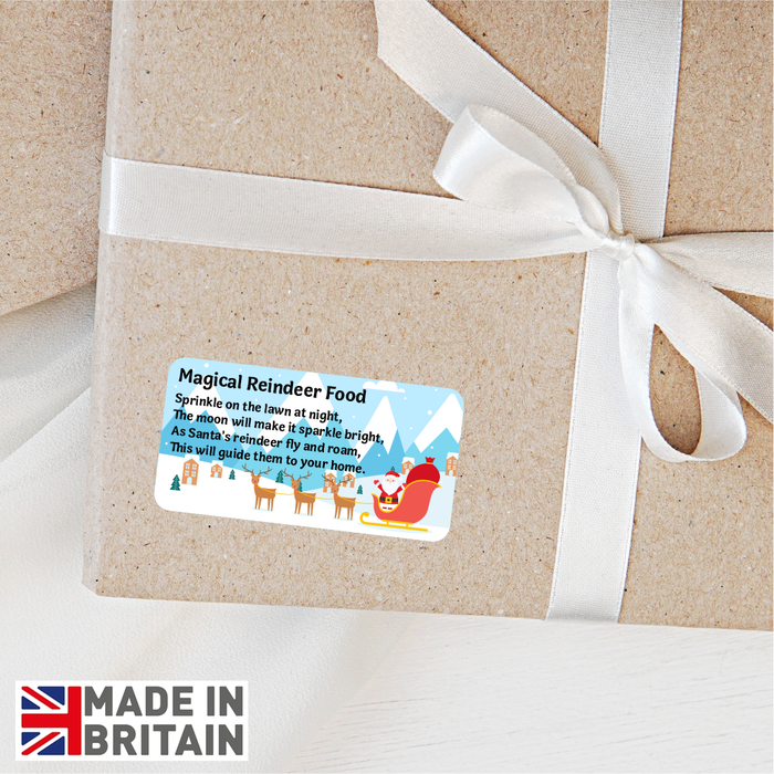 Reindeer Food Labels 60mm x 30mm, 72 Stickers