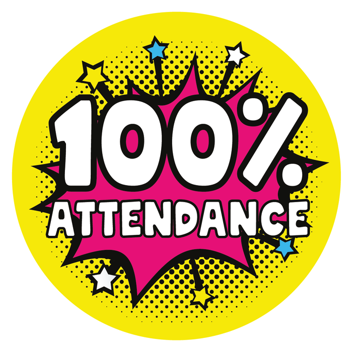 Retro 100% Attendance Reward Stickers