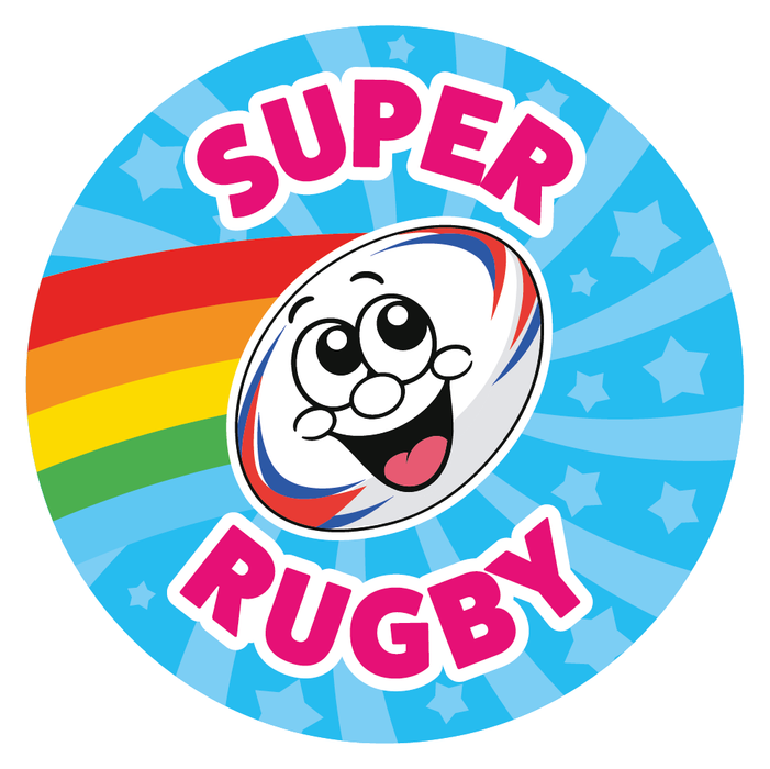 48 Smiling Rugby Reward Stickers for PE Teachers and Coaches 30mm