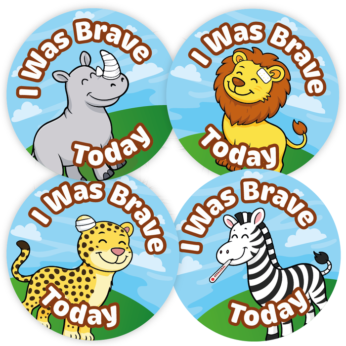 144 Safari Animals Bravery Reward Stickers for Teachers, Parents, Doctors and Nursery 30mm