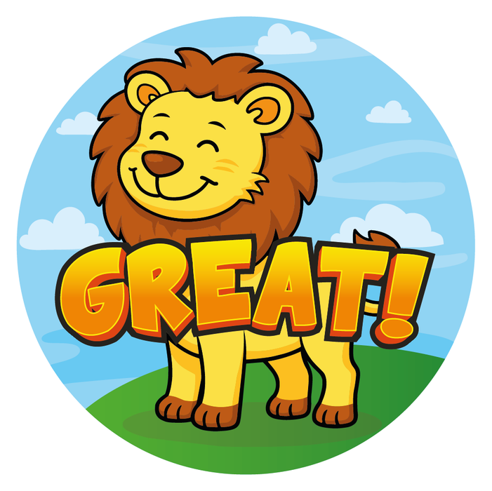 144 Safari Animals Praise Words Reward Stickers for School Teachers, Parents and Nursery 30mm
