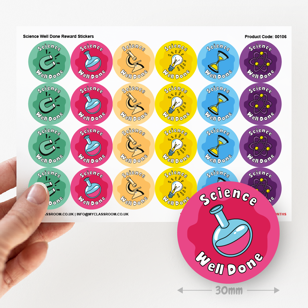 Science Class Sticker 864 Science Reward Stickers Value Pack (30mm) — MyClassroom