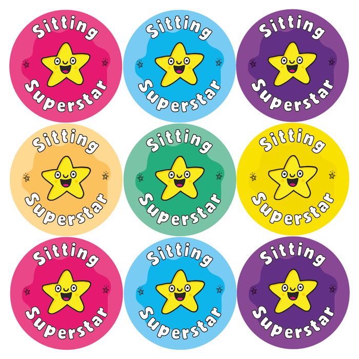 Sitting Superstar Reward Stickers