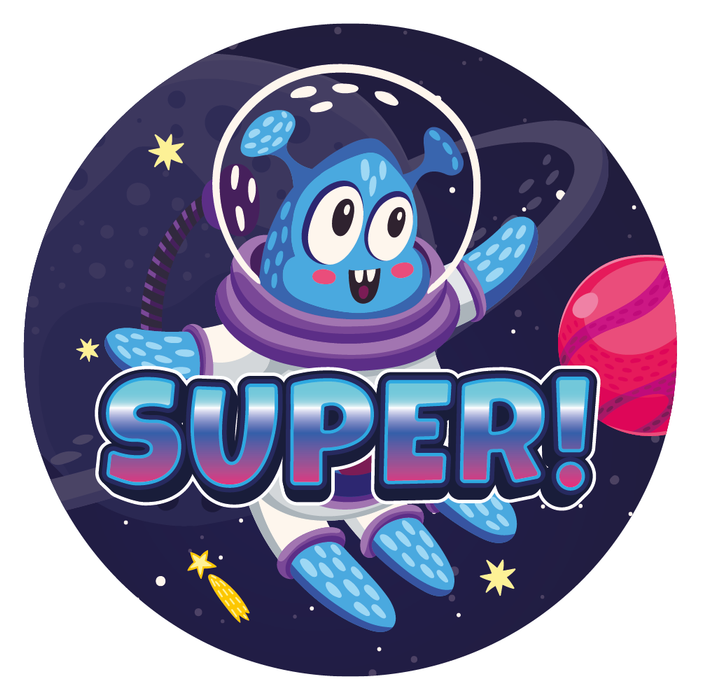 Happy Alien Praise Words Space Reward Stickers