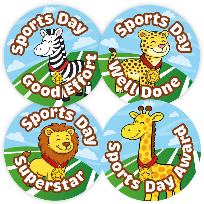 48 Sports Day Reward Stickers - Safari Animals