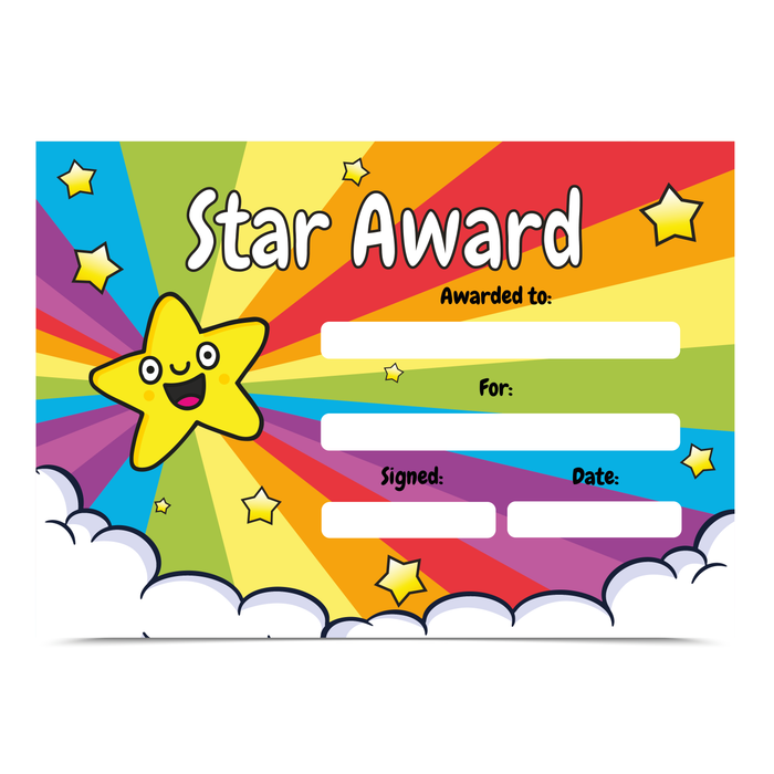 20 Star Award Reward Certificates (A5)