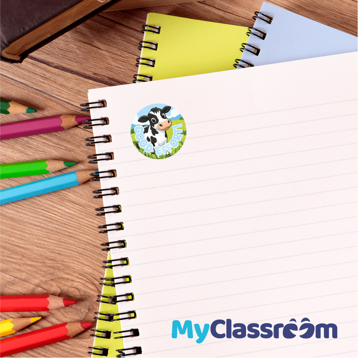 144 Cute Farm Animals Praise Words Reward Stickers 30mm Reward Stickers for School Teachers, Parents and Nursery