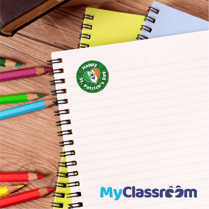 144 Happy St. Patrick's Day Irish Luck Stickers for Crafts, Party Bags and Sweet Cones 30mm