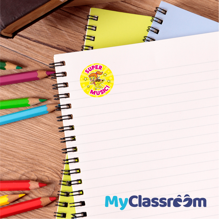 Superhero Music Reward Stickers