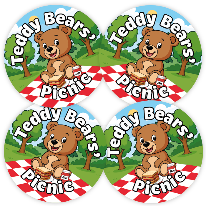 144 Teddy Bears' Picnic Stickers 30mm Reward Stickers for School Teachers, Parents and Party Bags