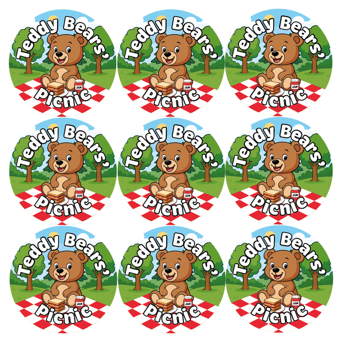 144 Teddy Bears' Picnic Stickers 30mm Reward Stickers for School Teachers, Parents and Party Bags
