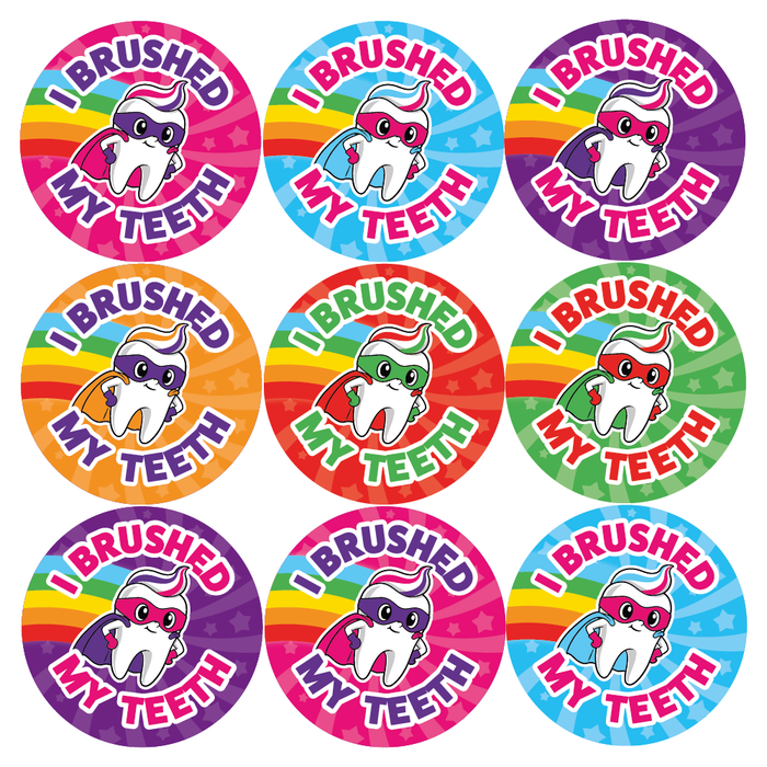 48 Super Teeth Brushing Reward Stickers